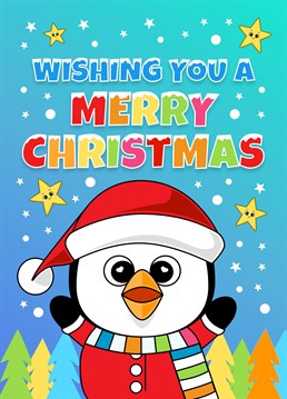 Wishing You a Merry Christmas. Send your loved one this fun and colourful Merry Christmas card, featuring a penguin in the snow.