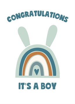 Say congratulations to the new parents of a bouncing baby boy with this cute card.