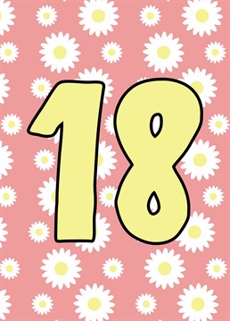 Wish them a happy 18th Birthday with this cute floral card.