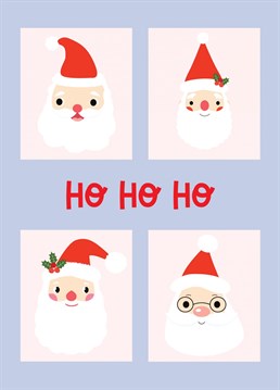 Cute card with four Santas, this card is perfect to send to a friend or loved on this Christmas