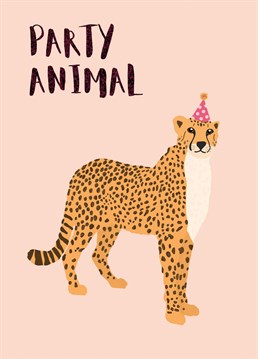 Go wild and celebrate in style with this illustrated cheetah card.