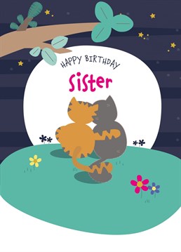 Wish your sister a purr-fect birthday with this cute couple of cats birthday card by ruth roschatt designs!