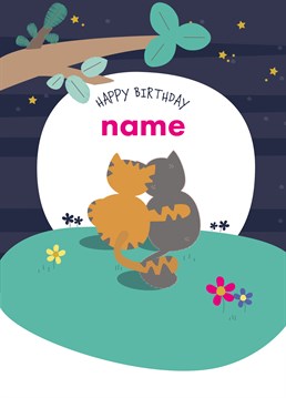 Wish a special someone a purr-fect birthday with this cute couple of cats personalised birthday card by ruth roschatt designs!