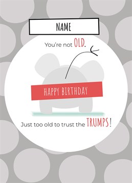 Wish a happy birthday with this cheeky trumping elephant birthday card brought to you by ruth roschatt designs.