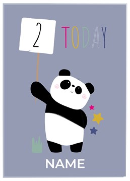 Congratulate a special two year old on their second birthday with this cute and personalised birthday panda card designed by ruth roschatt designs.
