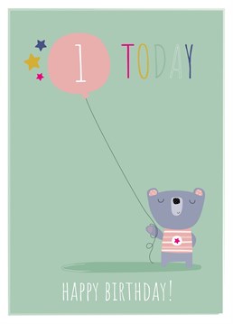 Wish a lovely little one year old a wonderful first birthday with this cute birthday bear card by ruth roschatt designs!