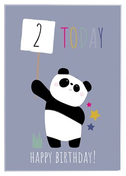 Wish a lovely two year old a wonderful second birthday with this cute panda birthday card by ruth roschatt designs!