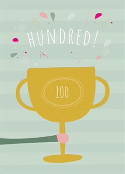 Celebrate a wonderful one hundred years - what an achievement - with this cute trophy birthday card by ruth roschatt designs.