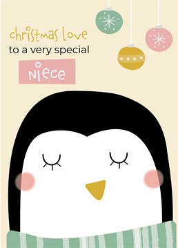 Wish your lovely niece a wonderful christmas with this cute penguin christmas greeting card by ruth roschatt designs.