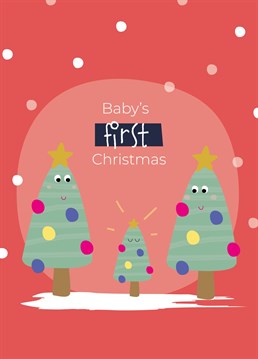 Wish a lovely little one a wonderful first christmas with this cute christmas tree card by ruth roschatt designs.