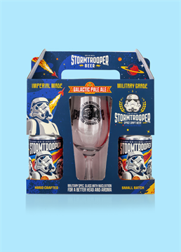 <p>Unleash Double The Fun With Stormtrooper Beer Pale Ale Gift Set</p><p>This Twin for the Win pack is the perfect gift for craft beer enthusiasts and Star Wars fans alike. </p><p>It features two exceptionally tasty 330 ml cans of 4.8% ABV Galactic Pale Ale, paired with a tactical drinking chalice and elegantly presented in a durable and eye-catching gift pack.</p><p>Contains 2 x 330 ml cans of Galactic Pale Ale 2.0 (4.8% ABV - suitable for Vegans) 1 x 384 ml / 13.5 fl. oz. Original Stormtrooper toughened Craft Ale Glass with front and back print &amp; nucleation </p><p>Contains allergens - Malted barley and wheat </p><p>Keep cold, drink fresh Brewed by Vocation Brewery</p>