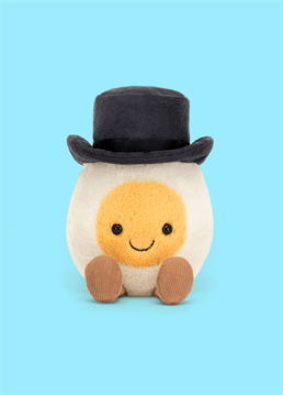 <p>This Jellycat Amuseables Boiled Egg Groom is super-soft in cream and yellow fur. In suedette top hat with black satin band and cocoa cordy leg, this egg is all bit, stitched smiles on their special day!</p>