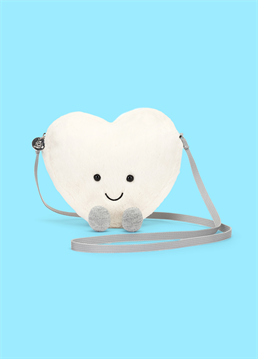 <p>Wear your heart, this time not on your sleeve, but at your side with this Jellycat Amuseable Cream Heart Bag! This super soft cream heart has plenty of space for anything-keys, feelings, wallet; and a long grey shoulder strap for hands-free hugs!</p>