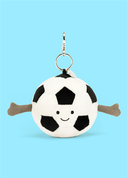 <p>Get match ready with this Jellycat Amuseables Sports Football Bag Charm. A soft football of geometric cream and black fur, and a metallic clasp to secure this smiling ball on your bag. Perfect for a football fanatic or a Jellycat collector!</p>