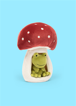 <p>This Jellycat Forest Fauna Frog was excited to find such a fine scarlet toadstool! With a sturdy suedey stalk and squishy cranberry cap, it's just the spot to curl up for a snooze. This stretch mossy sweetie bounced out of the pond to claim this speckled nook all for themselves!</p>