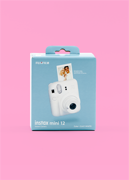 <p>Fill your world with joy<br />
<br />
The super bubbly INSTAX mini 12 is bursting with joy, creativity and colour. Not only is this instant camera in an eye-poppingly pleasing Clay White &ndash; it&rsquo;s fully loaded with easy-to-use modes and controls.<br />
<br />
The perfectly positioned selfie mirror makes selfies a doddle. The automatic exposure and flash control removes the need to mess around with settings and once you&rsquo;ve snapped, your mini print will pop out in just five seconds.<br />
<br />
Did we mention Close-up mode? With a simple twist of the lens, the adjustable viewfinder neatly pairs up with the lens, so you get the shot you see.<br />
<br />
Ready to twist &amp; go?</p>
<p>&middot; Bubbly &lsquo;inflatable&rsquo; design<br />
&middot; Simply twist to turn on and off<br />
&middot; Perfectly positioned selfie mirror<br />
&middot; Close-up mode with adjustable viewfinder<br />
&middot; Automatic exposure and flash control<br />
&middot; Five second high-speed printing<br />
&middot; Super fun credit card-sized prints</p>