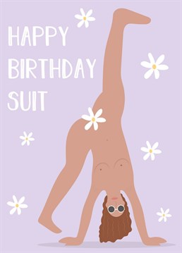 Happy Birthday Suit - Naked Lady themed Birthday card designed by Rumble Cards for The Lady Garden Foundation