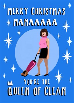 Is your mum the Queen of Clean? Does she like a bit of Freddie Mercury playing as she makes the house sparkle? If so, this is the Christmas card for her!