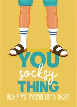 If your dad is a bit of a fashionista, this is the Father's Day Card for him! Celebrate all things Dad Fashion with this colourful socks and sandals design!