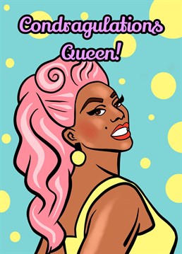 Send some congratulations to the Ru Paul's Drag Race fan in your life! You'll definitely be their best Judy when they see this colourful design by Running With Scissors