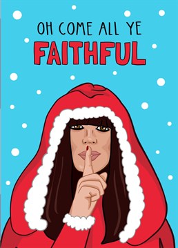 This funny Claudia Winkleman inspired design is perfect for The Traitors fan in your life! If the love the show and are 100% faithful, this is the Christmas card for them!