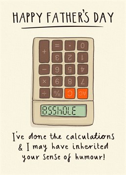 If your dad loves a good dad joke, he will love this retro calculator design! Wish him a happy Father's Day with this cheeky 'asshole' card - perfect for teachers and maths geeks!