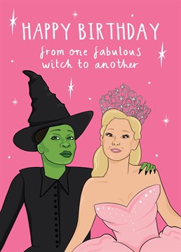 If you have a friend who is excitedly watching the trailer for the Wicked movie on repeat, this is the birthday card for them. Perfect for fans of Cynthia Erico and Ariana Grande!