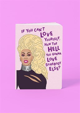 Can I get an Amen up in here?! Let the Mother of all drag queens give you a daily reminder of the importance of self-love! This A5 softback notebook is perfect bound and contains high quality lined paper. Please note this product is made to order and is non-returnable.<p>Cards and gifts are sent separately. View our Delivery page for more details on Gift processing and delivery times.</p>