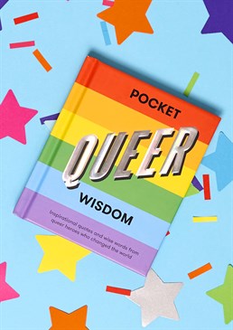Celebration of queer culture!. Collection of over 40 queer heroes. Illustrated profiles and inspirational quotes. Spreading positivity and acceptance.  The perfect stocking filler for someone who's queer and proud! Fly the rainbow flag with this lovely, pocket-sized hardback by Hardie Grant, which also boasts beautiful silver foiled paper edges. It contains inspirational words of wisdom from various queer icons throughout history, from activists, artists and pop culture legends, alongside full colour illustrations. Celebrate the impact the LGBTQIA+ community has had on changing the status quo and fighting for equality over the years while gaining some knowledge and guidance. Maybe you'll see a few familiar faces, and maybe you'll discover some lesser-known (but just as influential) icons!