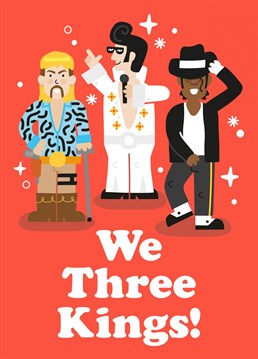 All three kings in one place! Puntastic Christmas card perfect for all pop culture vultures. Designed by Studio Boketto.
