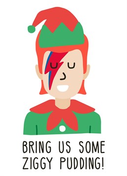 Punny David Bowie inspired Christmas Card. Designed by Studio Boketto.