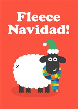 Nothing says Christmas more than a fleece sheep wearing a scarf! Pun Christmas card. Designed by Studio Boketto.