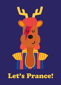 This is what happens when Prancer the reindeer collides with David Bowie's hit Let's dance! Funny and Cute Christmas Card. Designed by Studio Boketto.