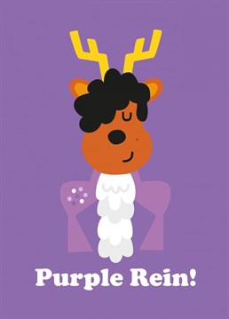 Prince + Reindeer = Purple Rein. Great Christmas card for all music lovers. designed by Studio Boketto.