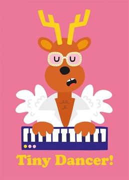 This card is what you get when you cross Elton John with everybody's second favourite reindeer 'Dancer'? Great Christmas card for all music lovers. designed by Studio Boketto.