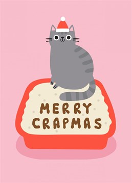 Wish your feline loving friends a merry crapmas with this funny and rude Christmas card. Designed by Studio Boketto.