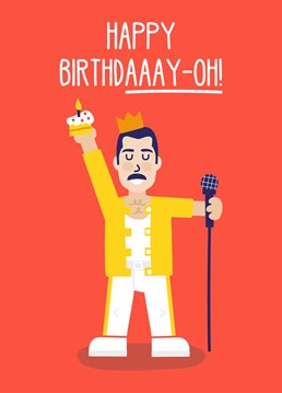 Funny Freddie Mercury Birthday card. By Studio Boketto.