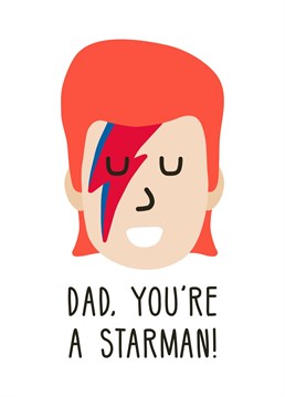 Theres a starman......sitting in front of the tele! Thats right Dads a total Starman! David Bowie inspired Father'sday Father's Day card. Designed by Studio Boketto