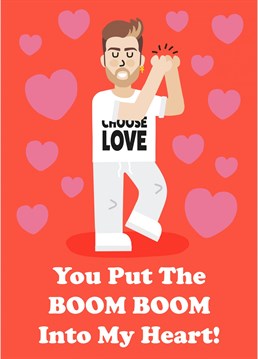 Let your fav person know that they put the Boom Boom into your heart! Fab and funny anniversary card. George Michael and Wham inspired. Designed by Studio Boketto
