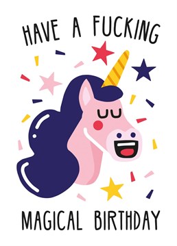 Who doesn't love a rude mouthy unicorn Birthday card? Designed by Studio Boketto