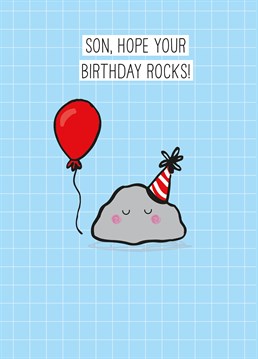 Wish your son a rockin' birthday with this hilariously punny card by Scribbler.