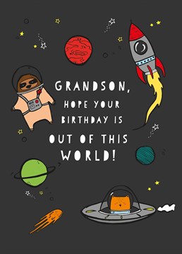 Wish your grandson this space-tactular birthday with this card by Scribbler.