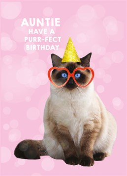 Wish your auntie a meow-gical day with this kitty cat Birthday card by Scribbler.