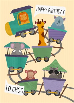 Choo Choo, all aboard the birthday train. Say happy birthday with this adorable card by Scribbler.