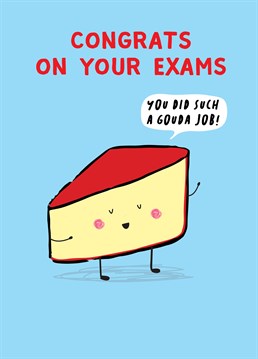 Celebrate exam results with this cheesy card designed by Scribbler.