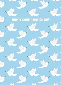 Send peace and love their way on the wings of a dove with this Confirmation design by Scribbler.