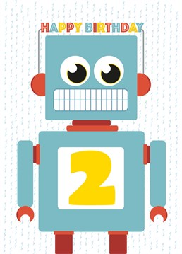 Send this cheeky little robot to celebrate a special someone's big day! 2nd Birthday milestone design by Scribbler.