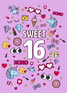Wish someone a fun and sparkly super sweet 16 with this super cute birthday design by Scribbler.