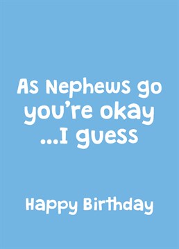 Better not let him get too big-headed by showering him with love and praises on his birthday. Do your nephew a favour and keep him humble with this funny Scribbler birthday card.
