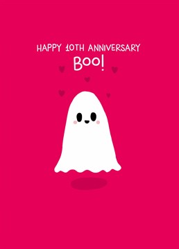 Found your soul mate? Tell them how un-boo-lievably lucky you are with this adorable 10th anniversary card by Scribbler.